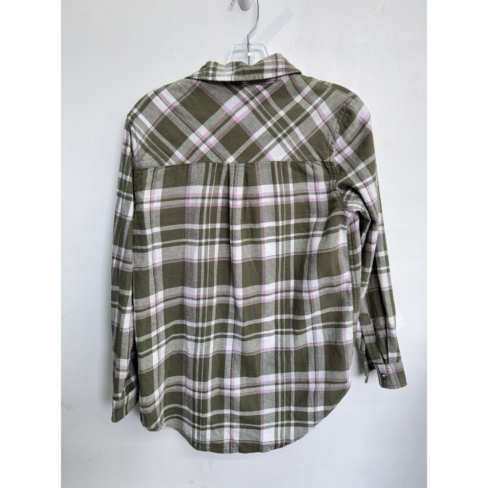 GAP Womens XS Green Pink Plaid Flannel Button Up Shirt Super Soft 100% Cotton - Picture 5 of 8